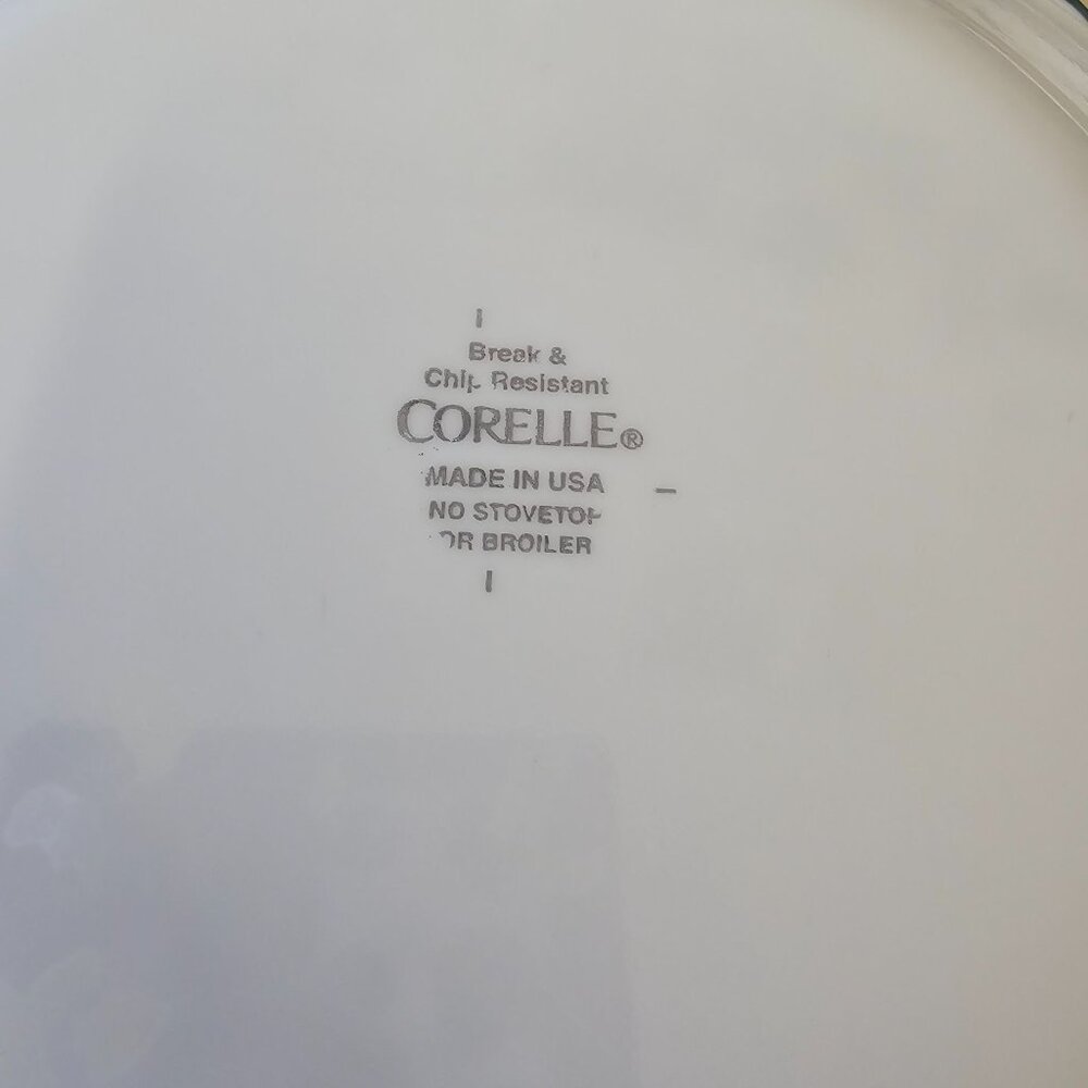 5 Corelle Callaway Salad Dessert Plates 7.25" white swirl rim green trim ivy - Picture 6 of 7